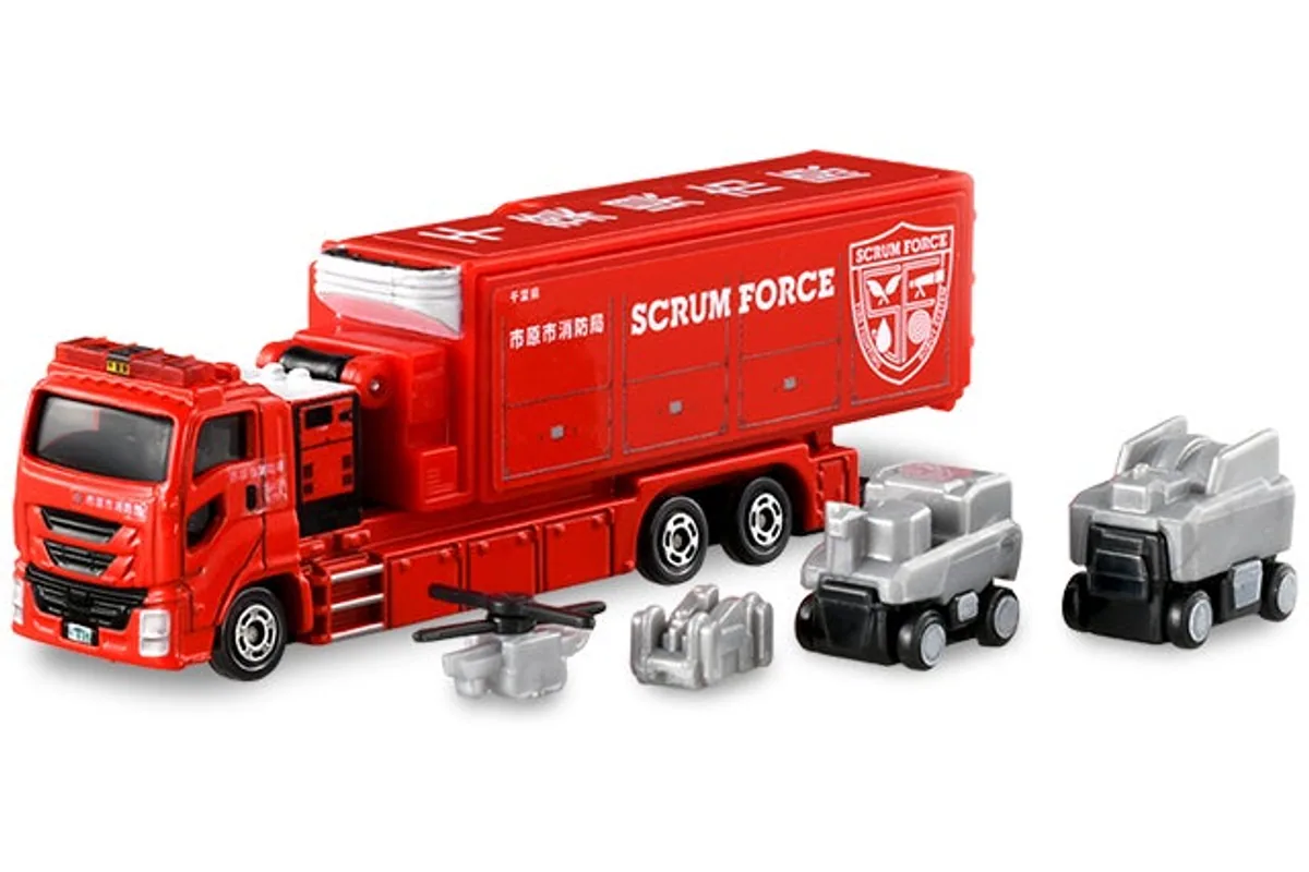 Tomica No. 121 Ichihara City Fire Bureau Scrum Force / 市原市消防局 Scrum Force 救援车 die-cast model — official product photo of the toy car