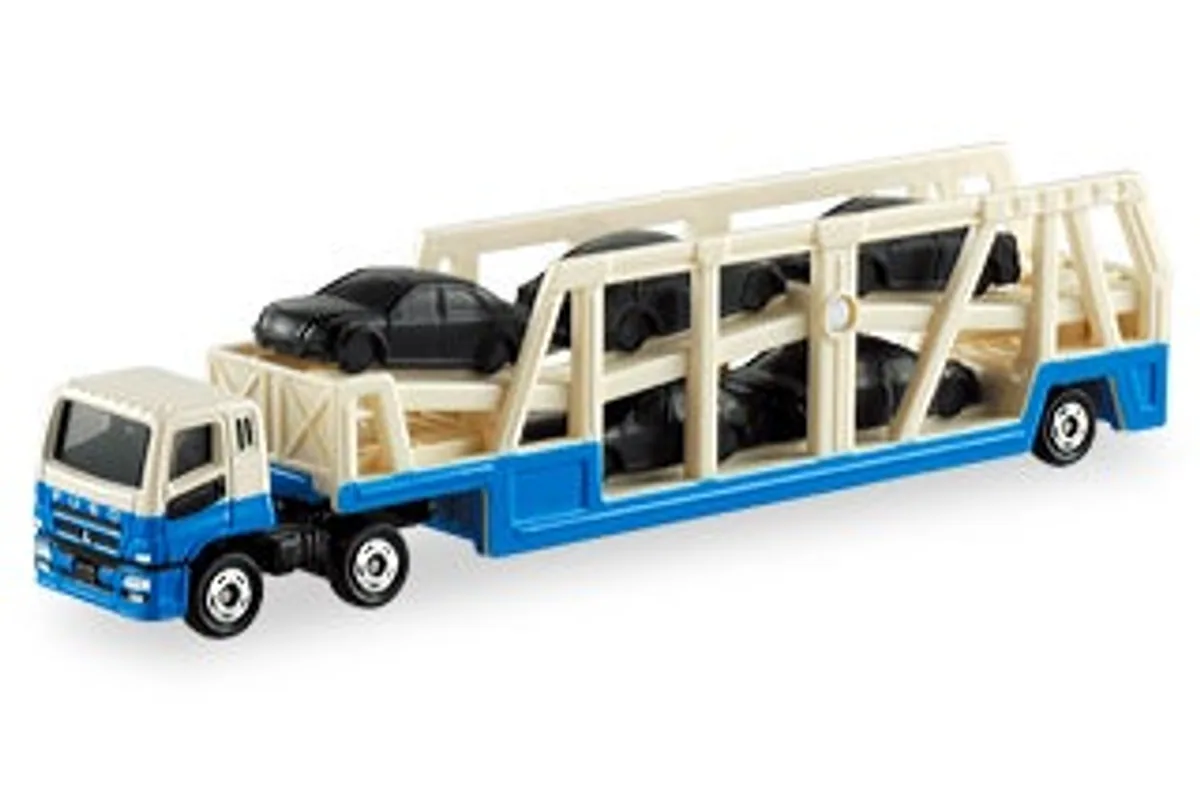 Tomica No. 131 Mitsubishi Fuso Super Great Car Carrier / 三菱扶桑 Super Great 车辆运输车 die-cast model — official product photo of the toy car