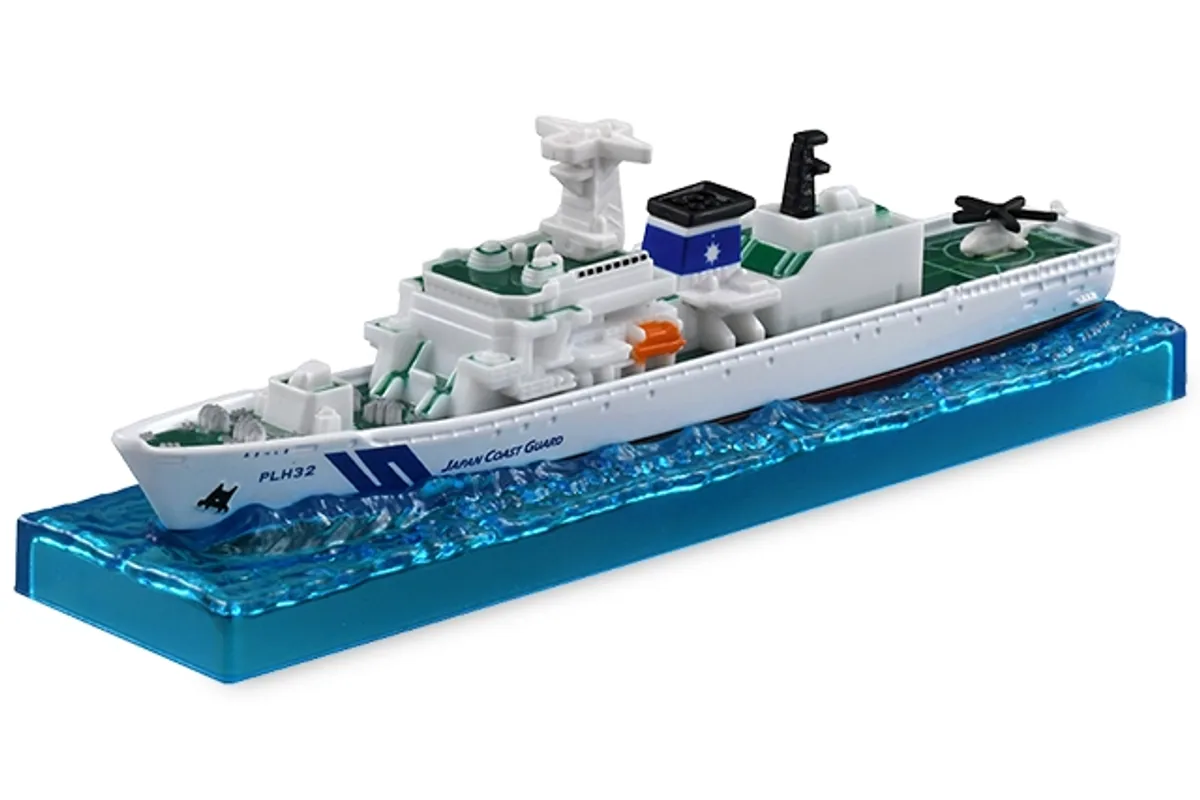 Tomica No. 140 Japan Coast Guard Patrol Vessel Akitsushima PLH32 / 海上保安厅 巡视船 秋津岛 PLH32 die-cast model — official product photo of the toy car