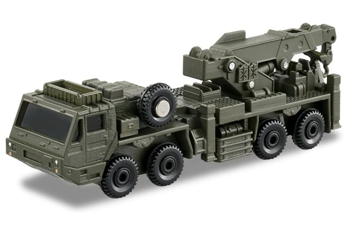 Tomica No. 141 JGSDF Heavy Wheeled Recovery Vehicle / 陆上自卫队 重型轮式回收车 die-cast model — official product photo of the toy car
