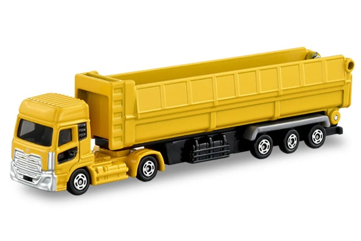 Tomica No. 147 UD Trucks Quon Trailer Dump / UD卡车 Quon 挂车自卸 die-cast model — official product photo of the toy car