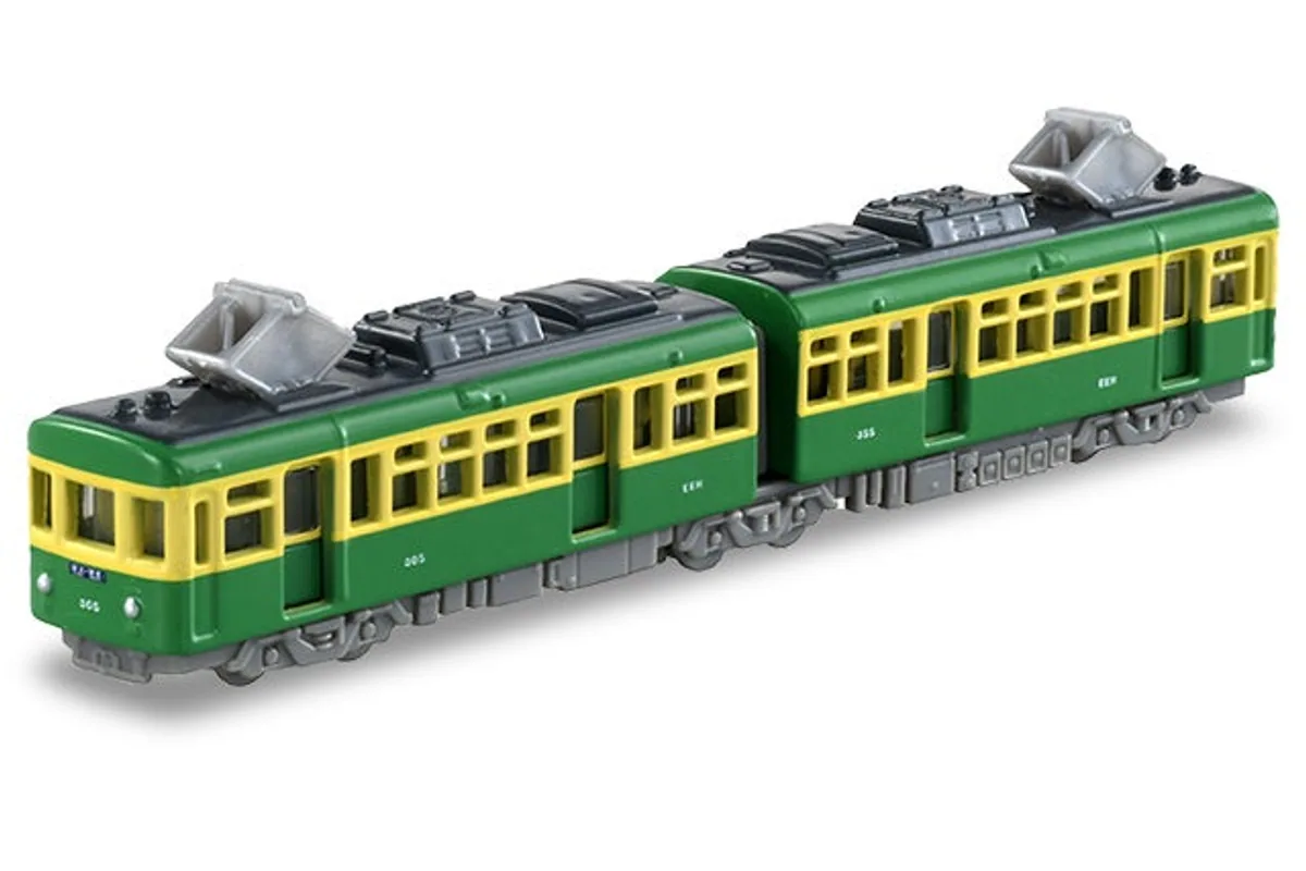Tomica No. 150 Enoden 300 Series / 江之电 300 型 die-cast model — official product photo of the toy car