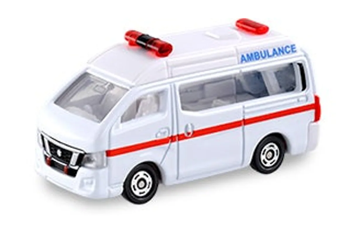 Tomica No. 18 Nissan NV350 Caravan Ambulance Tomica No. 18 Nissan NV350 Caravan Ambulance — photo of the real vehicle this casting is based on