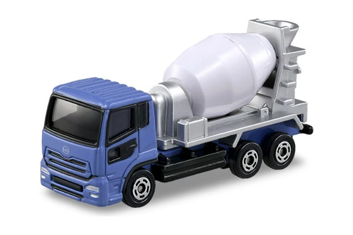Tomica No. 53 Nissan Diesel Quon Mixer Car Tomica No. 53 Nissan Diesel Quon Mixer Car — photo of the real vehicle this casting is based on