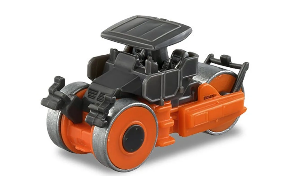 Tomica No. 77 Hitachi Macadam Roller ZC125M-5 Tomica No. 77 Hitachi Macadam Roller ZC125M-5 — photo of the real vehicle this casting is based on